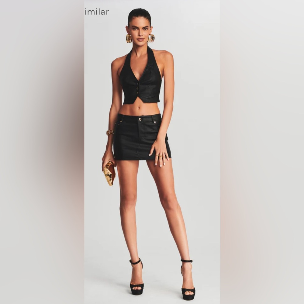 EUC Retrofete Ambrose Coated Y2K Denim Mini Skirt